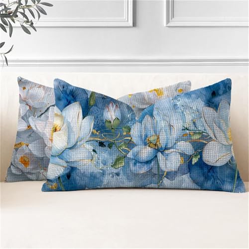 Kissenbezug 40x60 2er Set Outdoor Kissen Blume Kissenbezüge Wetterfest Weiß Rechteckig Leinen Sofakissen mit Verstecktem Reißverschluss Outdoorkissen für Garten Terrassen Bank Balkon Deko J2-917 Kissenbezug 40x60 2er Set Outdoor Kissen Blume Kissenbezüge Wetterfest Weiß Rechteckig Leinen Sofakissen mit Verstecktem Reißverschluss Outdoorkissen für Garten Terrassen Bank Balkon Deko J2-917 von JUAIYOON