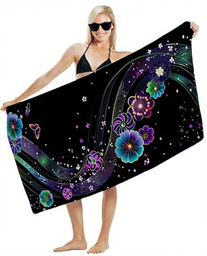 Mikrofaser Handtuch 70x140cm Strandtuch, Schnelltrocknend Stranddecke Sandfrei, Saugfähig, mit Gummiband & Wasserdichter Beutel Kordelzug, Badehandtuch für Pool Reise Gym Yoga, Strand Zubehör Y2-366 von JUAIYOON
