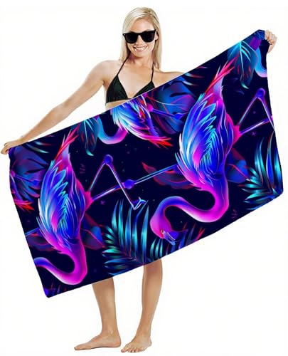 Mikrofaser Handtuch 80x180cm Strandtuch, Schnelltrocknend Stranddecke Sandfrei, Saugfähig, mit Gummiband & Wasserdichter Beutel Kordelzug, Badehandtuch für Pool Reise Gym Yoga, Strand Zubehör Y2-402 von JUAIYOON