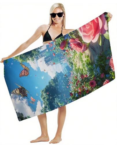 Mikrofaser Handtuch 80x180cm Strandtuch, Schnelltrocknend Stranddecke Sandfrei, Saugfähig, mit Gummiband & Wasserdichter Beutel Kordelzug, Badehandtuch für Pool Reise Gym Yoga, Strand Zubehör Y2-358 Mikrofaser Handtuch 80x180cm Strandtuch, Schnelltrocknend Stranddecke Sandfrei, Saugfähig, mit Gummiband & Wasserdichter Beutel Kordelzug, Badehandtuch für Pool Reise Gym Yoga, Strand Zubehör Y2-358 von JUAIYOON
