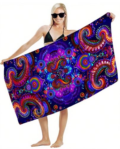 Mikrofaser Handtuch 90x200cm Strandtuch, Schnelltrocknend Stranddecke Sandfrei, Saugfähig, mit Gummiband & Wasserdichter Beutel Kordelzug, Badehandtuch für Pool Reise Gym Yoga, Strand Zubehör Y2-384 Mikrofaser Handtuch 90x200cm Strandtuch, Schnelltrocknend Stranddecke Sandfrei, Saugfähig, mit Gummiband & Wasserdichter Beutel Kordelzug, Badehandtuch für Pool Reise Gym Yoga, Strand Zubehör Y2-384 von JUAIYOON