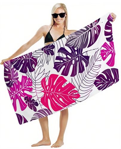 Strandtuch XXL 100x200cm Mikrofaser Handtuch, Schnelltrocknend Sandfrei Leicht mit Gummiband & Druckknöpfen, Kompakt Super Saugfähig, Badetuch für Damen Herren Kinder, Strandurlaub Must Haves Y2-341 von JUAIYOON