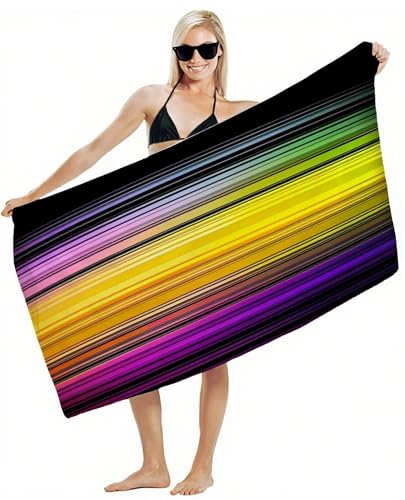 Strandtuch XXL 70x140cm Mikrofaser Handtuch, Schnelltrocknend Sandfrei Leicht mit Gummiband & Druckknöpfen, Kompakt Super Saugfähig, Badetuch für Damen Herren Kinder, Strandurlaub Must Haves Y2-347 von JUAIYOON