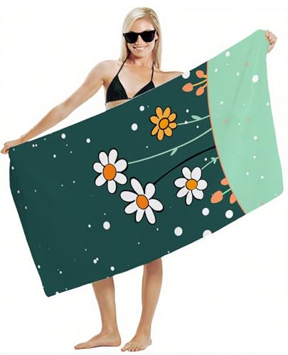 Strandtuch XXL 80x160cm Mikrofaser Handtuch, Schnelltrocknend Sandfrei Leicht mit Gummiband & Druckknöpfen, Kompakt Super Saugfähig, Badetuch für Damen Herren Kinder, Strandurlaub Must Haves Y2-421 von JUAIYOON