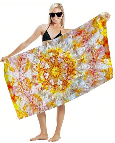 Strandtuch XXL 90x180cm Mikrofaser Handtuch, Schnelltrocknend Sandfrei Leicht mit Gummiband & Druckknöpfen, Kompakt Super Saugfähig, Badetuch für Damen Herren Kinder, Strandurlaub Must Haves Y2-391 von JUAIYOON