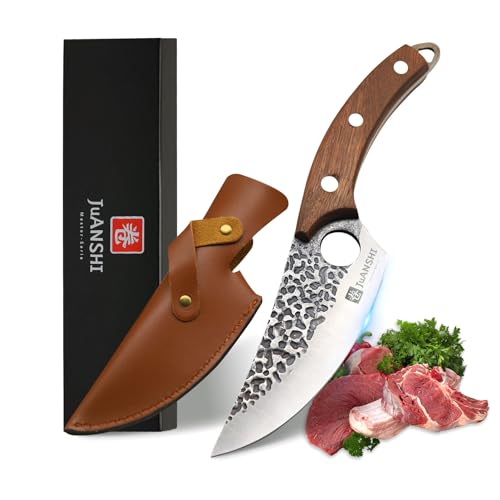 JUANSHI® Handgeschmiedetes Ausbeinmesser Vatertagsgeschenk für Papa Kochmesser Profi Wikingermesser Ausbeinmesser für Küchenmesser Outdoor Sharfes Campingmesser von JUANSHI