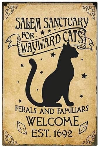 JUANZD Metall-Blechschild, Salem Sanctuary for Wayward Cats Retro-Stil, Ferals and Familiars, Vintage-Retro-Stil, Aluminiumschild, Wand, 20,3 x 30,5 cm JUANZD Metall-Blechschild, Salem Sanctuary for Wayward Cats Retro-Stil, Ferals and Familiars, Vintage-Retro-Stil, Aluminiumschild, Wand, 20,3 x 30,5 cm von JUANZD
