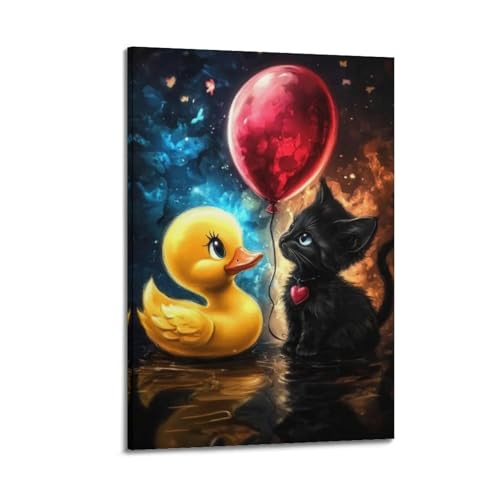 JUBHGGU Poster mit Gummiente und Kätzchen, dekoratives Gemälde, Leinwand, Wandposter und Kunstdruck, moderne Familienschlafzimmer-Dekoration, Poster, 20 x 30 cm JUBHGGU Poster mit Gummiente und Kätzchen, dekoratives Gemälde, Leinwand, Wandposter und Kunstdruck, moderne Familienschlafzimmer-Dekoration, Poster, 20 x 30 cm von JUBHGGU