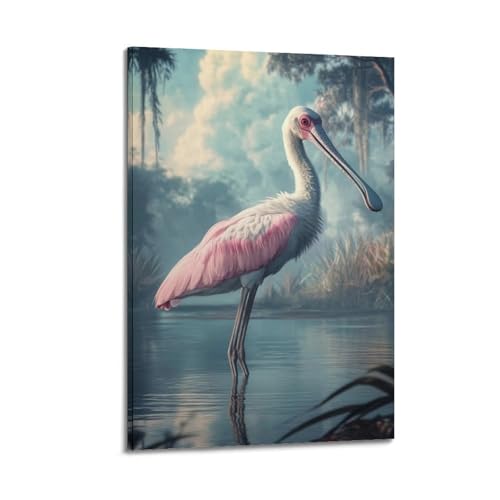 JUBHGGU Poster mit Rosenlöffelschnabel im Sumpf, dekoratives Gemälde, Leinwand, Wandposter und Kunstdruck, moderne Familienschlafzimmer-Dekoration, Poster, 60 x 90 cm JUBHGGU Poster mit Rosenlöffelschnabel im Sumpf, dekoratives Gemälde, Leinwand, Wandposter und Kunstdruck, moderne Familienschlafzimmer-Dekoration, Poster, 60 x 90 cm von JUBHGGU