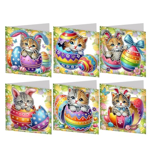 JUCHRZEY 6er Set Ostern Diamond Painting Karte, 5D Diamant Malerei Karten Set, Ostern Deko, Diamantmalerei Grußkarte for Feiertagsfeiern JUCHRZEY 6er Set Ostern Diamond Painting Karte, 5D Diamant Malerei Karten Set, Ostern Deko, Diamantmalerei Grußkarte for Feiertagsfeiern von JUCHRZEY