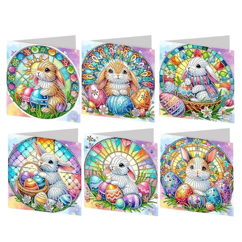 JUCHRZEY 6er Set Ostern Diamond Painting Karte, 5D Diamant Malerei Karten Set, Ostern Deko, Diamantmalerei Grußkarte for Feiertagsfeiern JUCHRZEY 6er Set Ostern Diamond Painting Karte, 5D Diamant Malerei Karten Set, Ostern Deko, Diamantmalerei Grußkarte for Feiertagsfeiern von JUCHRZEY