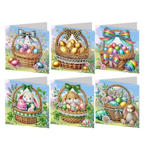 JUCHRZEY 6er Set Ostern Diamond Painting Karte, 5D Diamant Malerei Karten Set, Ostern Deko, Diamantmalerei Grußkarte for Feiertagsfeiern JUCHRZEY 6er Set Ostern Diamond Painting Karte, 5D Diamant Malerei Karten Set, Ostern Deko, Diamantmalerei Grußkarte for Feiertagsfeiern von JUCHRZEY