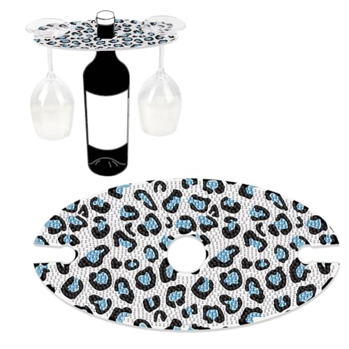 JUCHRZEY Acryl speziell geformte Leopardenlinie Mandala Kunst 5D DIY Diamantkunst Weinflaschenhalter Diamantmalerei Weinglas Aufbewahrungshalter for Küchenschrank von JUCHRZEY