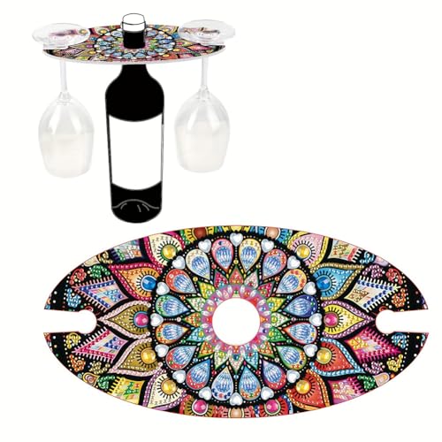 JUCHRZEY Acryl speziell geformte Leopardenlinie Mandala Kunst Desktop Diamant Weinglashalter Kunstsets Diamantmalerei Weinglas Aufbewahrungshalter for Küchenschrank von JUCHRZEY