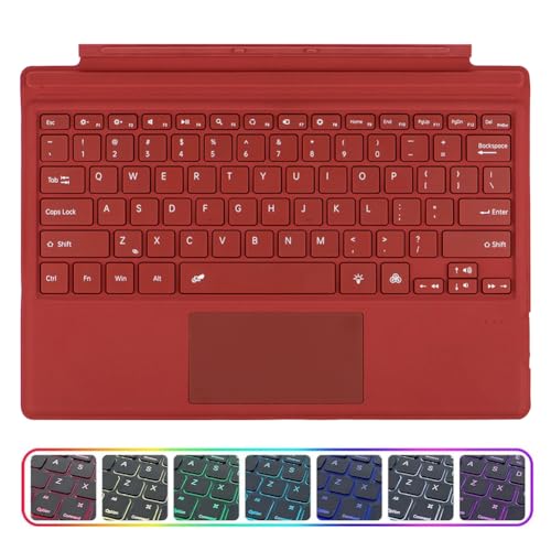 JUCHRZEY Drahtlose Tastatur 5,1 7 Farben LED Hintergrundbeleuchtung Tablet Tastatur Magnetische Wiederaufladbare Multi-Touch Trackpad for Microsoft Surface Pro 3 4 5 6 7 von JUCHRZEY