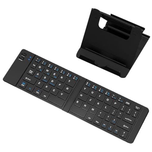 JUCHRZEY Faltbare kabellose Tastaturmaus, kompatibel, ultradünn, Faltbare Tastatur, Tablet-Telefonständer, 3 Modi, wiederaufladbar, for IOS/Android, Tablet-Telefon von JUCHRZEY