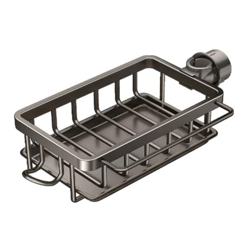 JUCHRZEY Küchenspüle, Wasserhahn-Organizer, Abnehmbarer Schwammhalter for Küchenspüle, Aluminium über dem Wasserhahn, Spüle, Organizer for Badezimmer, Schrubber, Seife von JUCHRZEY
