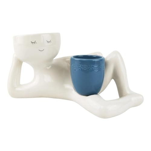 JUCHRZEY Relaxing Person Holding Pot Pflanzgefäß mit Drainageloch Kinky Planter Ornament Resin Desktop Body Blumentopf for Sukkulenten Kaktus von JUCHRZEY