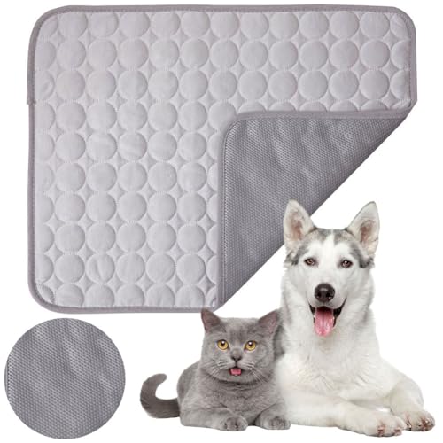JUCHRZEY Sommer Hund Kühlmatte, Waschbare Haustier Kühlmatte, Große Haustier Kühlmatte, rutschfeste Kühlunterlage in Verschiedenen Größen for Hunde und Katzen, Haustierbedarf (Grau XXL) von JUCHRZEY