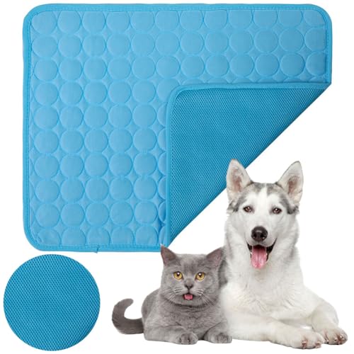 JUCHRZEY Sommer Kühlmatte for Hunde, Waschbare Haustier Kühlmatte, Große Haustier Kühlmatte, rutschfeste Kühlauflage in Verschiedenen Größen for Hunde und Katzen, Haustierbedarf (Blau XXL) von JUCHRZEY