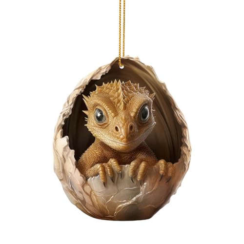 JUCHRZEY Weihnachts-Drachen-Baby-Ei-Ornamente, niedlicher Baby-Drachenbaum, hängende Ornamente, Cartoon-Drachen-Hängeanhänger, Acryl for Auto-Rucksack von JUCHRZEY