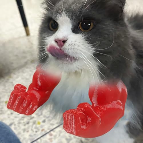 Katze Muskelarm, Katzen Halsarm mit Muskeln for Haustier-Cosplay, Katzenkostüm-Zubehör, lustiges Halloween-Kostüm-Requisit for Partybedarf (Rot) von JUCHRZEY