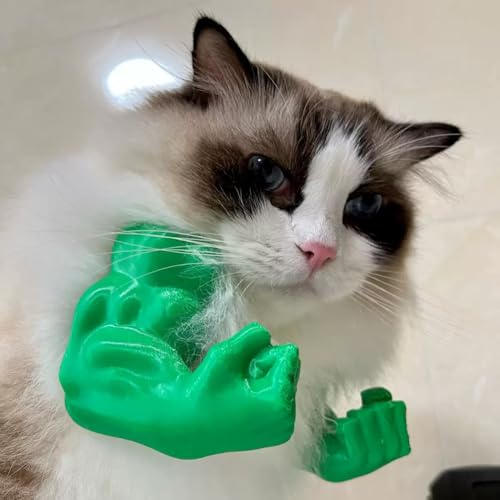 Katzen Muskelarm, Katzen Nackenarm mit Muskeln for Haustier-Cosplay, Katzen Kostümzubehör, Lustiges Halloween Kostüm Requisite for Partybedarf (Grün) von JUCHRZEY