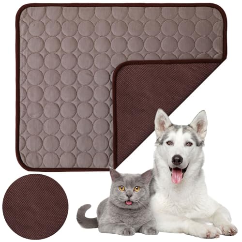 Sommer Kühlmatte for Hunde, Waschbare Kühlmatte for Haustiere, Große Kühlmatte for Haustiere, Rutschfeste Kühlunterlage in Verschiedenen Größen for Hunde und Katzen, Haustierbedarf (Dunkelbraun XL) von JUCHRZEY