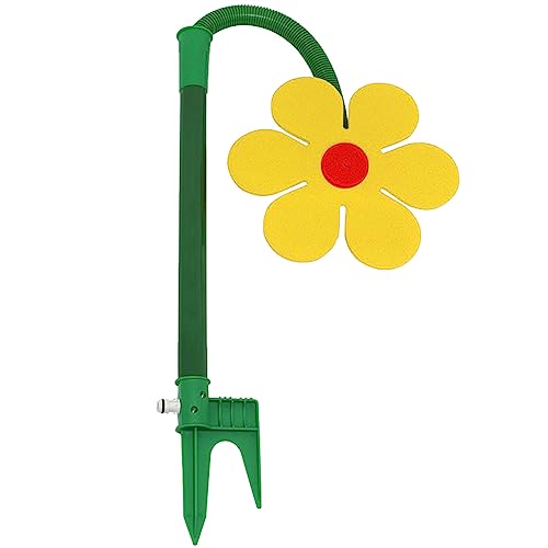 Tanzender Blumen-Wassersprüher, lustiger Gänseblümchen-Sprinkler, 720° rotierender Bewässerungssprinkler Wassersprüher Gartendeko for Rasen & Garten, spielende Haustiere (gelb) von JUCHRZEY