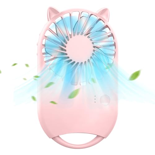 Tragbarer Handventilator, Mini Ventilator mit 3 Geschwindigkeiten, Wiederaufladbare Kühlventilatoren, Niedliche Persönliche Ventilatoren for Büro, Outdoor und Reisen, Sommergeschenke for (Rosa) von JUCHRZEY