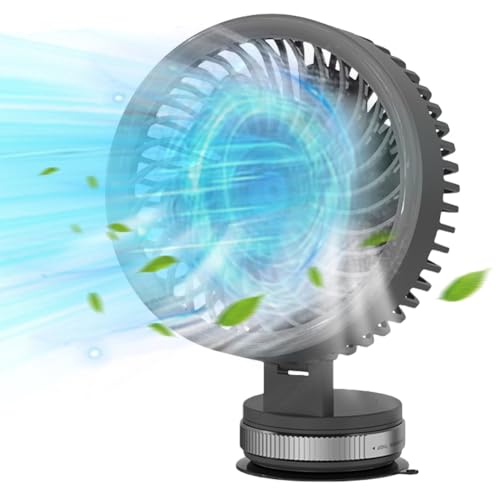 Wandmontierter Ventilator, USB wiederaufladbarer Ventilator, Saugnapf Elektrolüfter mit 3 Geschwindigkeiten for Schreibtisch Büro, Auto Kühlventilatoren for Auto LKW Van SUV Wohnmobil Boot, Som (Grau) Wandmontierter Ventilator, USB wiederaufladbarer Ventilator, Saugnapf Elektrolüfter mit 3 Geschwindigkeiten for Schreibtisch Büro, Auto Kühlventilatoren for Auto LKW Van SUV Wohnmobil Boot, Som (Grau) von JUCHRZEY