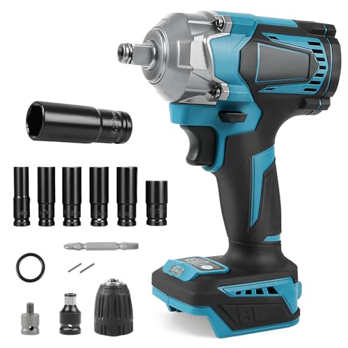 700N.m Akku Schlagschrauber für Makita 18V BL1830, BL1830B, BL1840, BL1840B, BL1850, BL1850B, BL1860B, Akku Drehschlagschrauber 1/2 zoll Bürstenloser Schlagschrauber (ohne Akku/ohne Ladegerät) von JUDANNA