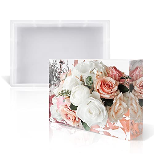 JUDANNA Groß Silikonformen Epoxidharz, Blumen Resin Formen Silikon Gießform Buchstützen Untersetzer Silikonform Large Harz Molds für DIY Basteln Desktop Organizer Geschenk (Rechteck) von JUDANNA