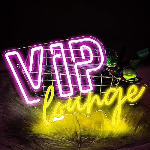 VIP Lounge Neon Schild für Wanddekoration,VIP Neon Licht Leuchtreklame Gelb, USB-betrieben Neonschild Leuchtschriftzug für Hotel,Club,Café,Bar,Büro,Einkaufszentrum,Spielzimmer von JUDANNA