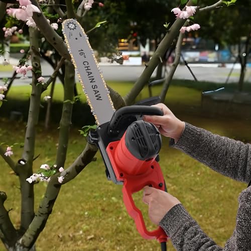 2000W Elektro-Kettensäge mit Sichtbarem Ölfenster und Handschutzstopper - Ideal zum Schneiden aller Holzarten mit automatisierter Kettenschmierung von JUDEMII