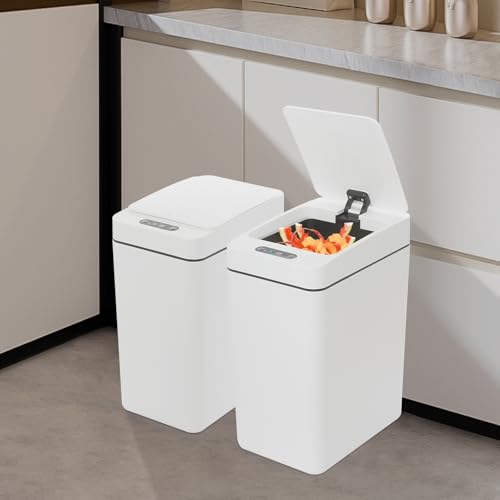 JUDEMII Sensor Mülleimer 12L 2er Set, Wasserdicht Automatischer Badezimmer-Mülleimer mit Deckel, für Schlafzimmer Wohnzimmer Bad Küche Büro von JUDEMII