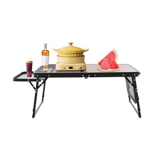 JUDEMII Tragbarer Grilltisch 70 x 40cm, Faltbarer Multifunktionstisch mit 2 Höhen Verstellbarer, Höhenverstellbar, für Picknick Grillen Garten Balkon von JUDEMII