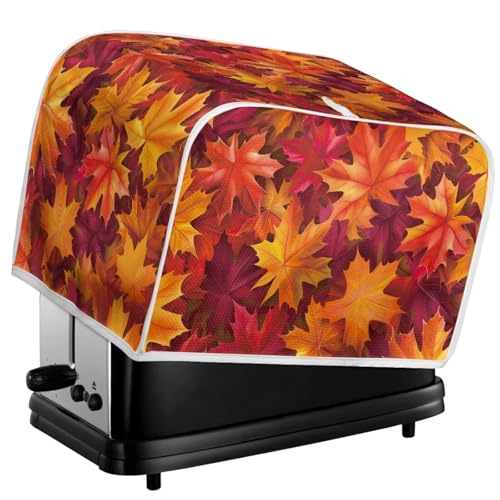 JUDENTIDOS Autumn Leaves 4-Scheiben-Toaster-Abdeckung, Toaster-Abdeckung, Staub- und Fingerabdruckschutz, Toaster-Abdeckung, passend für die meisten 4-Scheiben-Toaster mit langem Schlitz von JUDENTIDOS