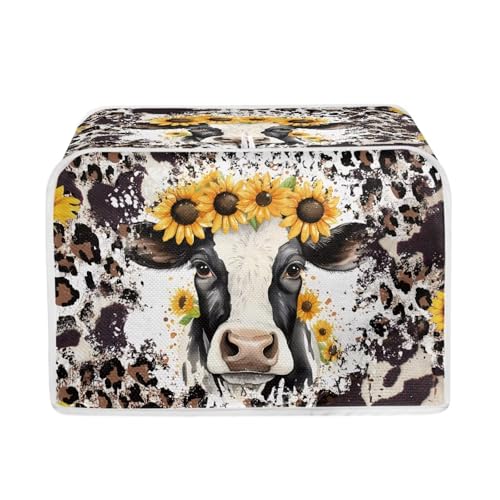 JUDENTIDOS Sunflower Cow Leopard Toaster Cover 4 Slice Kitchen Appliance Covers Washable Bread Maker Oven Covers Kitchen Accessories Decor von JUDENTIDOS