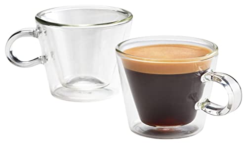 JUDGE Duo Flare 2 Konische Espressotassen aus Glas Doppelwandige Kaffeegläser mit Henkel - Vakuumisolierte Doppelwandige Gläser – Kaffee Gläser Set 75 ml von JUDGE