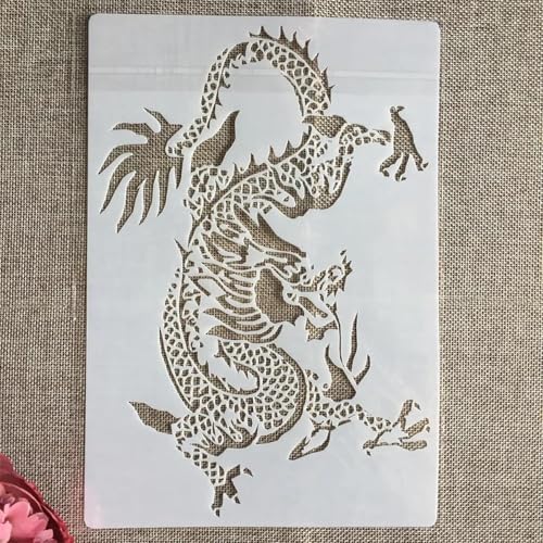 Drachenschablonen zum Malen, 26 x 18 cm, westliche Drachen-Schablonen zum Basteln, wiederverwendbar, Tiervorlage, Zeichenvorlagen, DIY-Kunstprojekte, Stil B, 29 x 21 cm von JUDUOYANXIAN