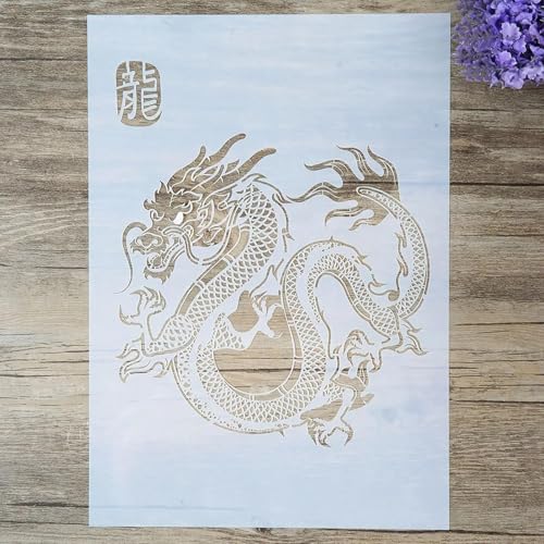 Drachenschablonen zum Malen, Drachen-Schablonen zum Basteln, wiederverwendbar, Tiervorlage, Zeichenvorlagen, DIY-Kunstprojekte, A2, Größe 42 x 59,4 cm von JUDUOYANXIAN