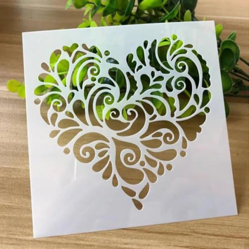 Schablonen zum Malen auf Holz, 13 x 13 cm, Herz-Blumen-Zeichenschablonen-Set zum Malen auf Holz, Wand, Stoff, Tür, Veranda, Felsen, DIY-Zubehör Schablonen zum Malen auf Holz, 13 x 13 cm, Herz-Blumen-Zeichenschablonen-Set zum Malen auf Holz, Wand, Stoff, Tür, Veranda, Felsen, DIY-Zubehör von JUDUOYANXIAN