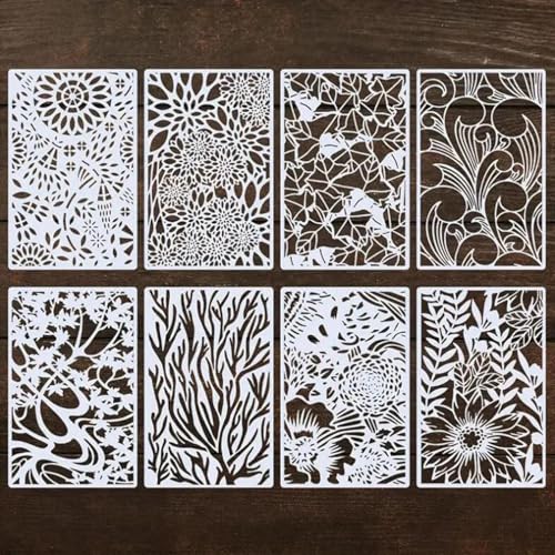Schablonen zum Malen auf Holz, 8 Stück, 28 x 18 cm, Blumen-Zeichenschablonen-Set zum Malen auf Holz, Wand, Stoff, Tür, Veranda, Felsen, DIY-Zubehör Schablonen zum Malen auf Holz, 8 Stück, 28 x 18 cm, Blumen-Zeichenschablonen-Set zum Malen auf Holz, Wand, Stoff, Tür, Veranda, Felsen, DIY-Zubehör von JUDUOYANXIAN