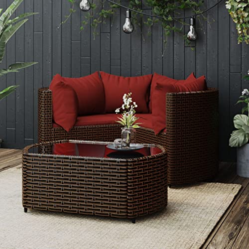 JUDYY 4-TLG. Garten-Lounge-Set mit Kissen Braun Poly Rattan, Lounge Gartenmöbel Set, Terassenmöbel Wetterfest, Loungemöbel Terrasse, Gartenlounge, Garten Loungemöbel Set, 319824 von JUDYY