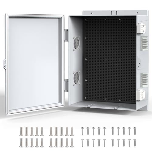 Elektrische Abzweigdose für den Außenbereich, ABS, wasserdichtes Gehäuse, Kunststoff, wetterfest, Projektbox mit interner Montageplatte, Scharnierabdeckung (39,9 x 27,9 x 15 cm) von JUEDIFX