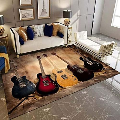 JUEWEIER Gitarren-Teppich, Fan-Musik-Kunst-Fußmatte, Bodenteppich, Wohnzimmer, Badezimmer, Teppich-Dekoration von JUEWEIER