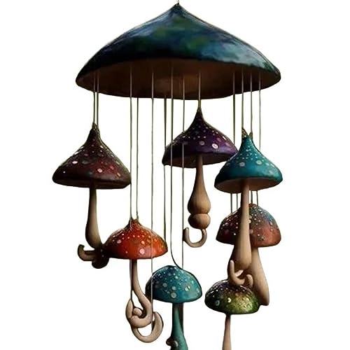 JUGALIADC Schön Pilze Windspiele Bunte Gartenanhänger Pilze Hängende Dekoration Hof Beruhigender Klang von JUGALIADC