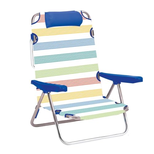 JugaToys Strandstuhl mit mehreren Positionen, mit Kopfstütze und Kissen, gestreiftes Design, leichter Aluminiumrahmen und atmungsaktivem Stoff, integrierte Handgriffe, 25 cm Sitzhöhe JugaToys Strandstuhl mit mehreren Positionen, mit Kopfstütze und Kissen, gestreiftes Design, leichter Aluminiumrahmen und atmungsaktivem Stoff, integrierte Handgriffe, 25 cm Sitzhöhe von JUGATOYS