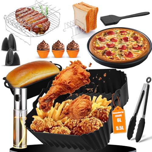 Heißluftfritteuse Zubehör für Cosori Turboblaze Air Fryer XXL 6L, Air fryer Zubehör für COSORI Airfryer Heißluftfritteuse 6.2L, Silikonform Heißluftfritteuse für COSORI Heißluftfritteuse Airfryer 5.5L von JUGGPENG